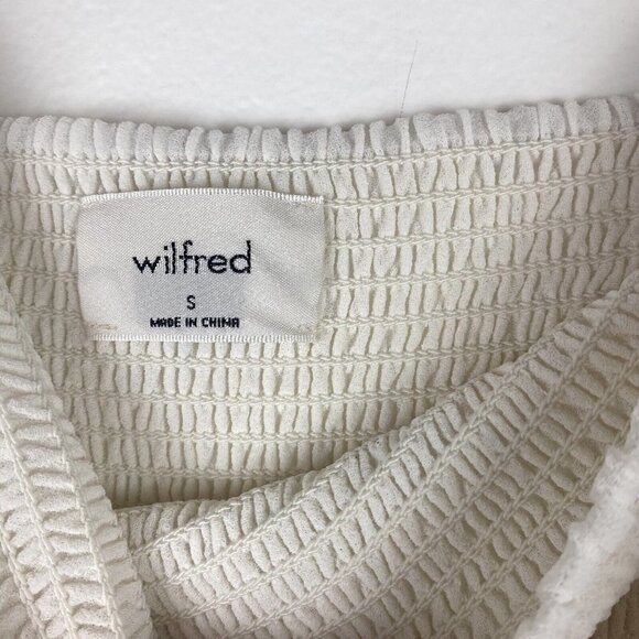 Aritzia Wilfred Womens Dress Size S Cream Smocked Puff Sheer Sleeve Tiered - Picture 5 of 11